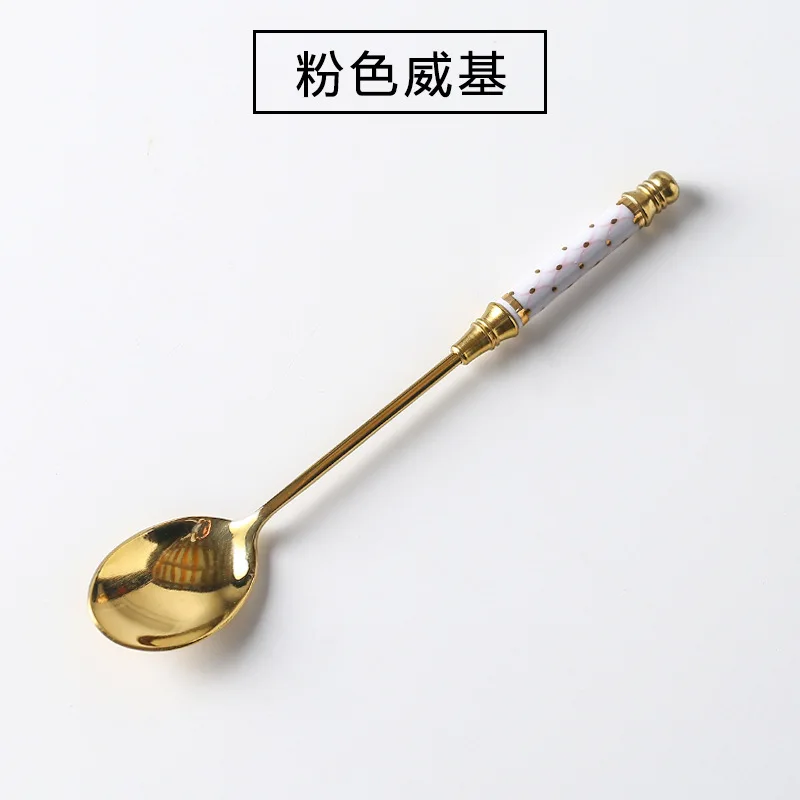 tiokin Set di 4 cucchiai da latte con manico lungo, in acciaio inox, ideali per caffè latte, espresso, cioccolata calda, bevande calde, dessert e gelati, 22,9 cm (nero
