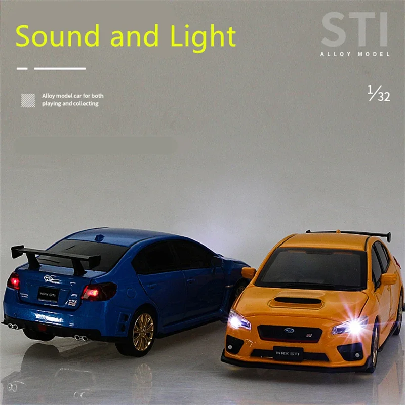 1/32 Subarus WRX STI Alloy Sports Car Model Diecast Simulation Metal Toy Race Car Model Sound and Light Collection Children Gift 4