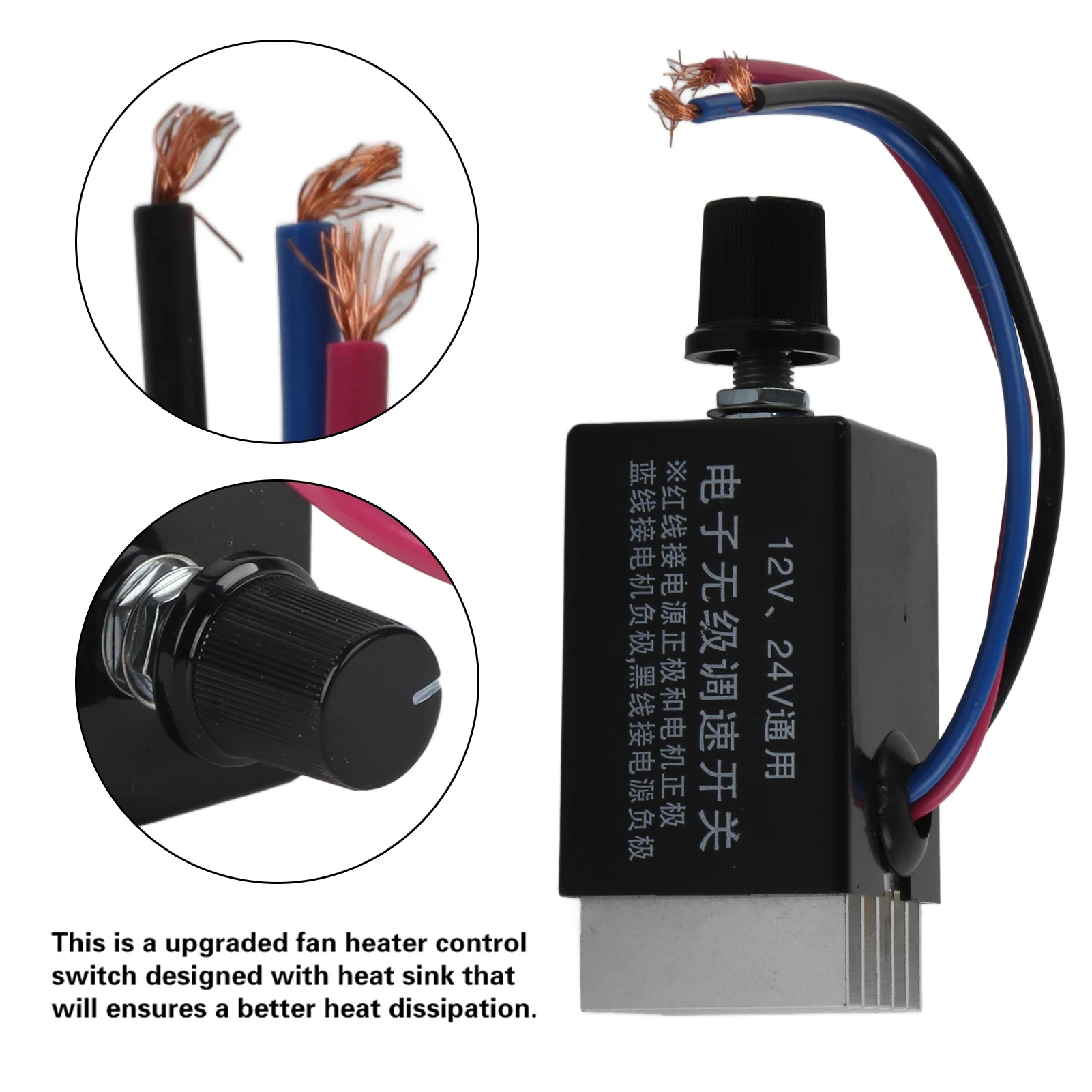 Universal DC 12V/24V Motor Speed Controller Switch For Car Truck Fan Heater Control Motor Governor