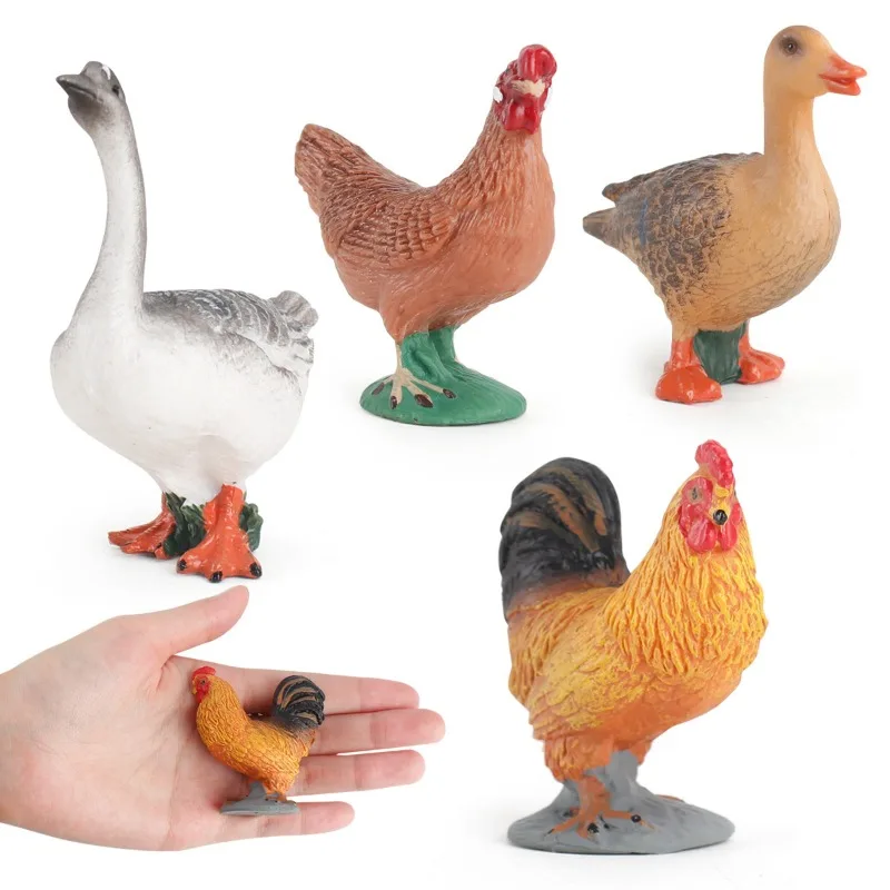

Simulation Cock Hen Animal Duck Goose Model Figurine Home Miniature Garden Decoration Accessories