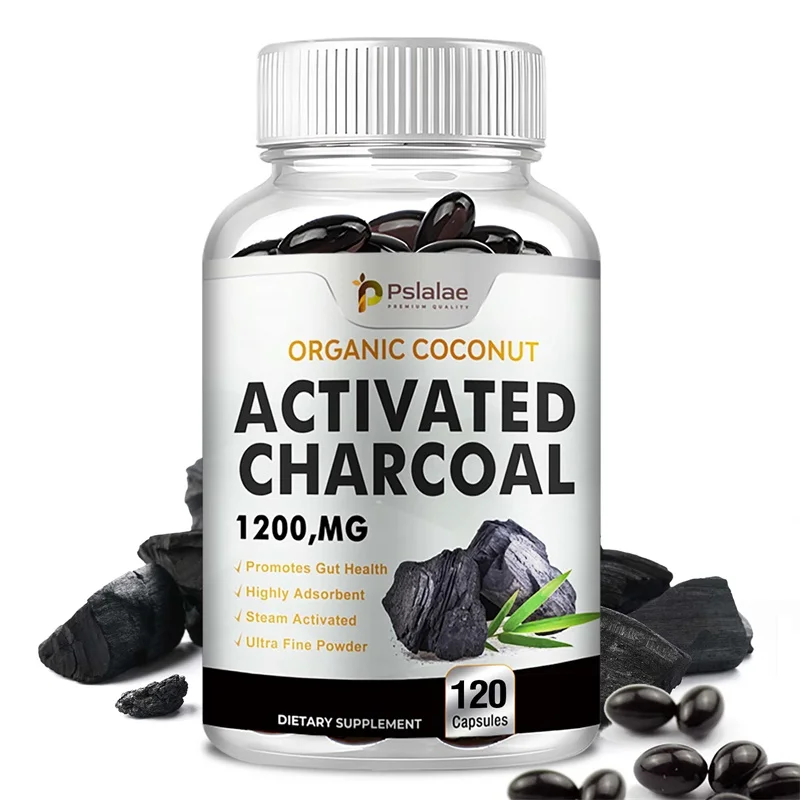 Digestive Capsules Activated Charcoal Capsules 1,200 Mg Organic Coconut Shell Helps Relieve Gas & Bloating Detox & Bowel Digestive Supplement