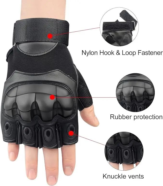 1 Pair Tactical Fingerless Half Finger Motorcycle Motocross Non-slip Guantes Moto Outdoor Sport Motorbiker Racing Gloves 4