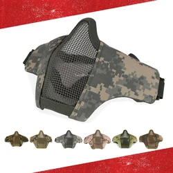 Máscara facial militar Airsoft, malla de acero transpirable, máscara protectora para tiro de caza, Paintball táctico del ejército, combate, media cara