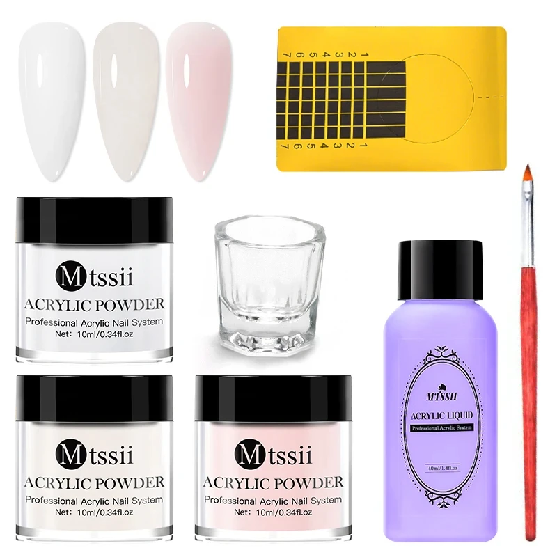 Nail Kit Nail Acrylic Liquid Acrylic Nail Powder With Brush Pink White Acrylics For Nails Extension Carving Professional