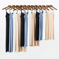Robe à bretelles modales des années 40, coupe ample, courte, mi-longue, camisole, couleur unie, Style bretelles Spaghetti 2