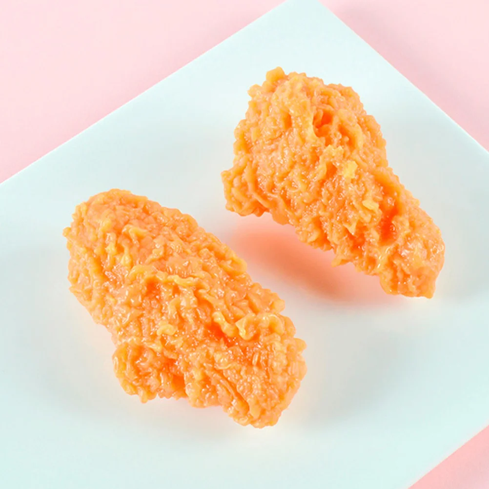 

3 Pcs Simulated Chicken Wings Realistic Legs Photo Prop Model Wear-resistant Drumstick Nuggets Artificial Food Decor Fried Pvc