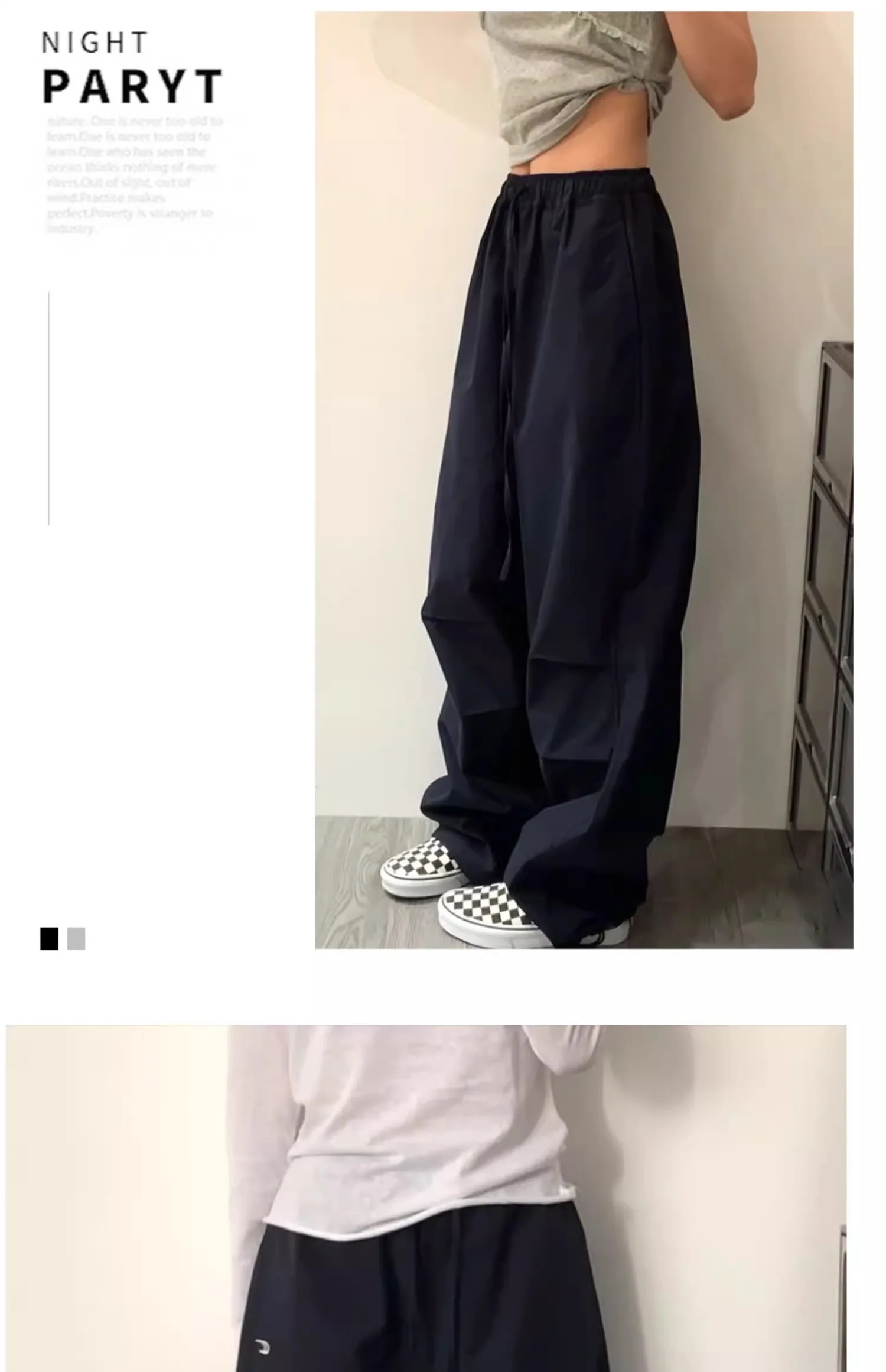 American High Street Style Women's Cargo Pants Spring Summer 2026 New Slimming Drapey Loose Sweatpants Folded Hem