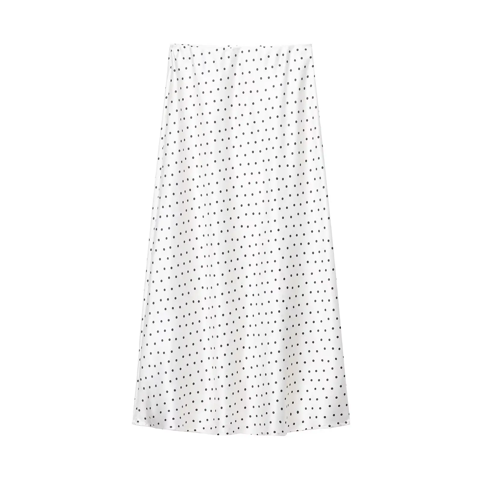 HH Sommer Damen Elegante Weiße Polka-Dot-Röcke für Partys Hochgeschnittene Elastische Taille Schlanker Langer Rock Damenmode Streetwear – Detail 2