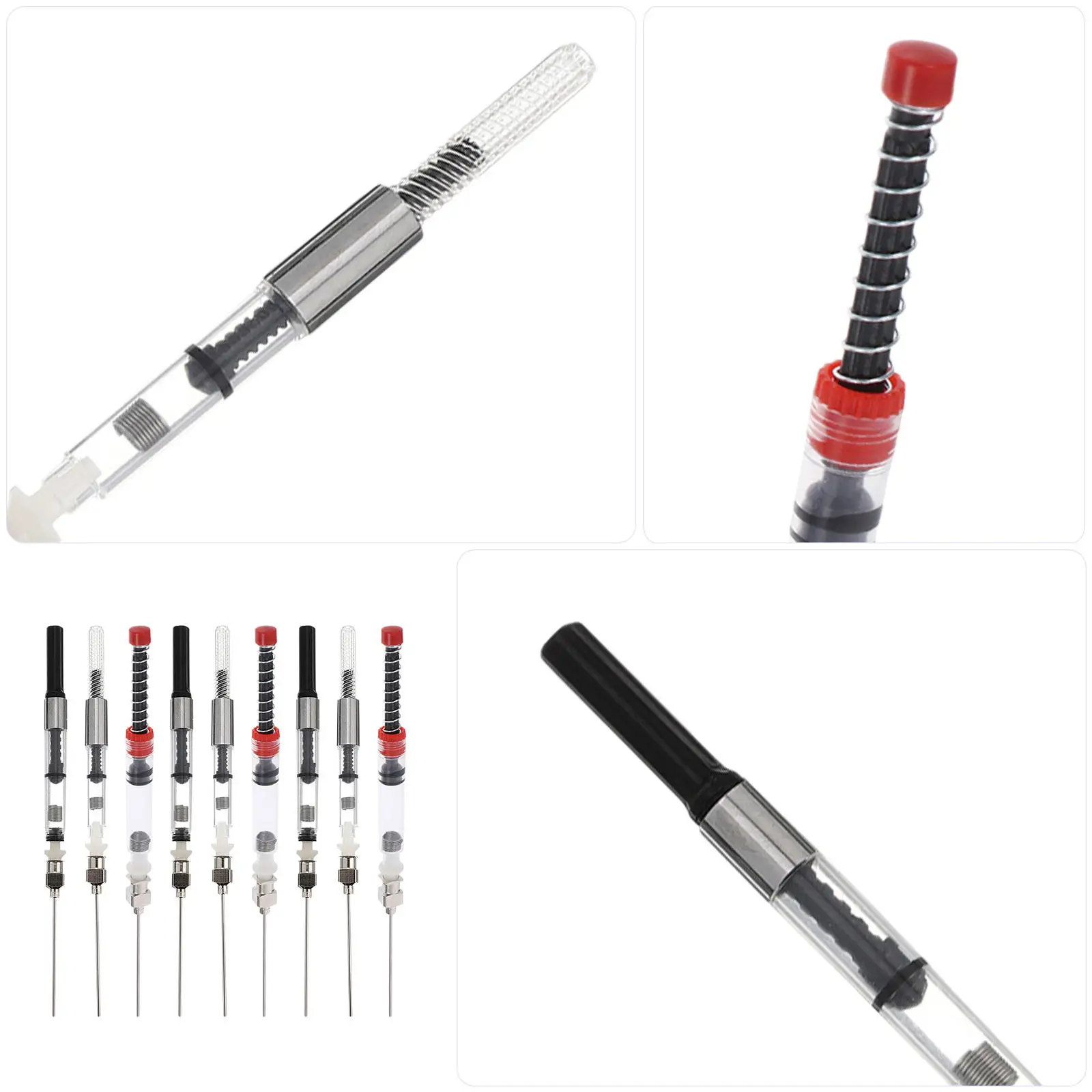 9Pcs 잉크 흡수기 리필 가능 만년필 변환기 범용 호환 3.4mm 2.6mm 직경 펜 서예 쓰기
