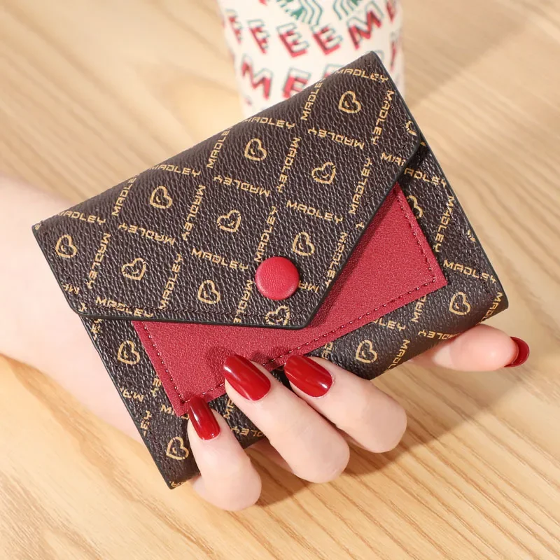

New Women's Wallet Printing Cute Short Handbag Business Splicing Purse Ladies Folding Coin Bags Female Card Holder Purses