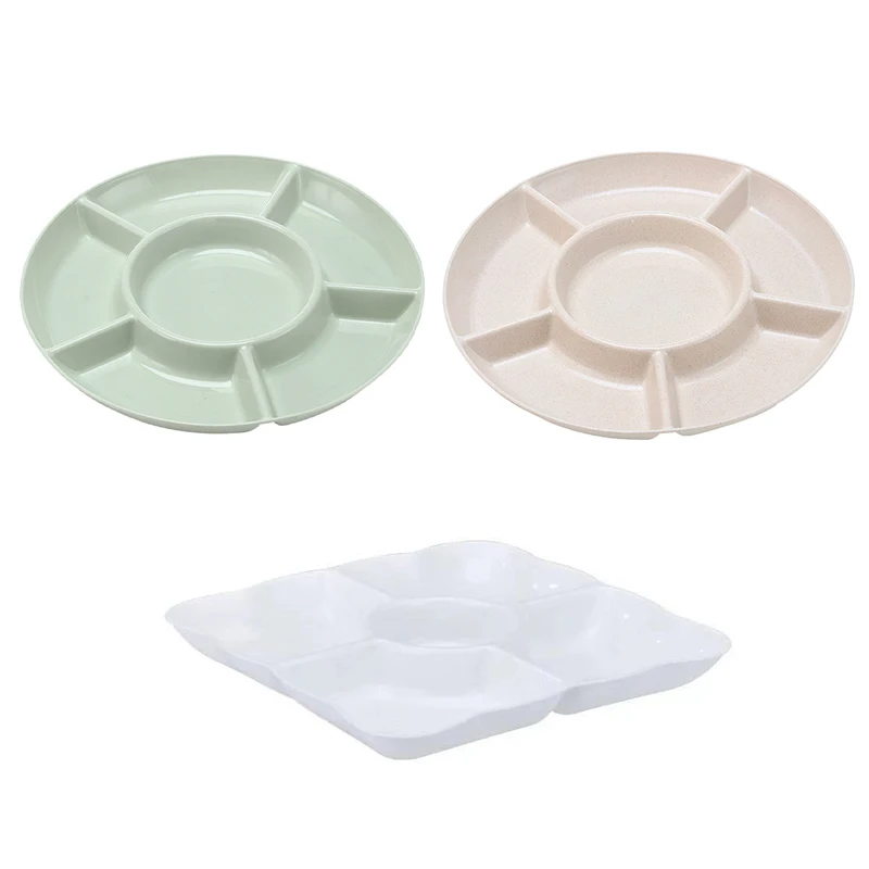 6-Compartment Food Storage Tray Fruit Snack Plate Appetizer Serving Platter 4
