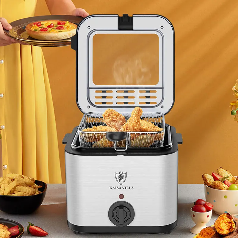2.5L Electric Fryer,1000W Frying Machine,Home KitchenFried Chicken And French Fries,Single Cylinder Skewer Machine