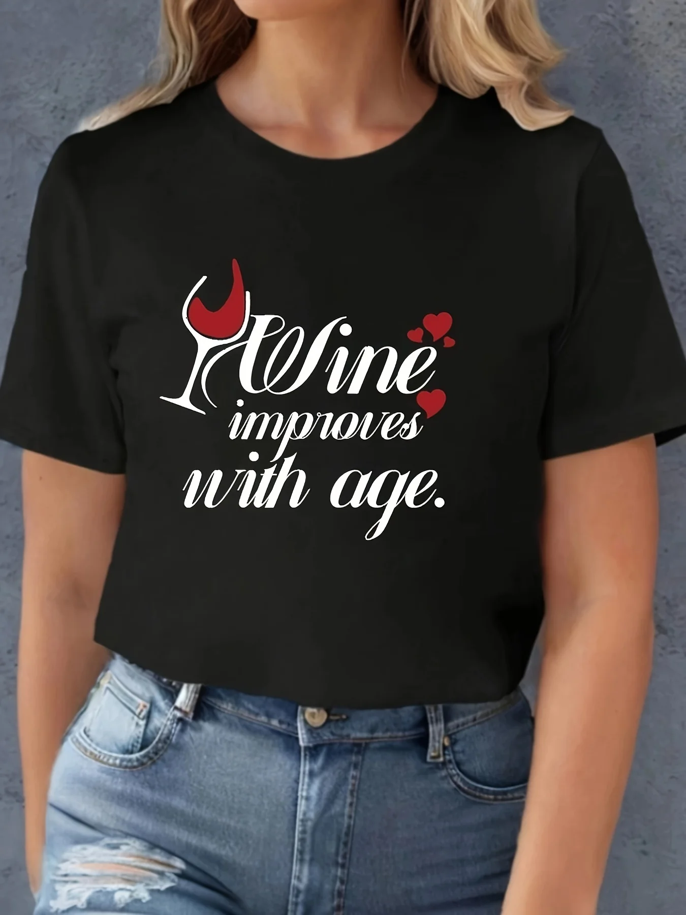 

Letter Print T-shirt, Short Sleeve Crew Neck Casual Top For Summer & Spring, Women's Clothing