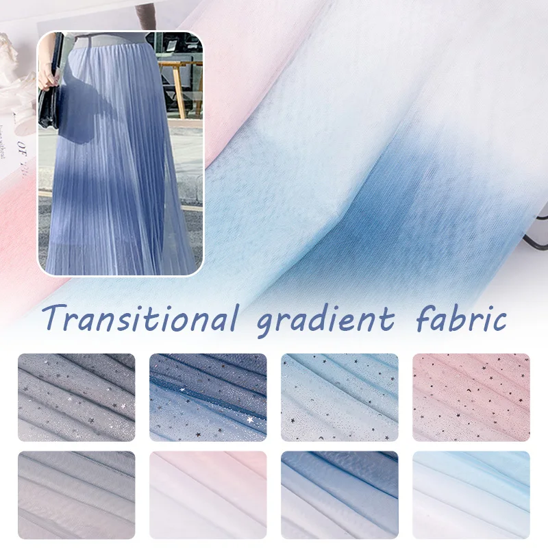 

1M Gradient Yarn Tulle Organza Fabric Shiny Star Tulle For Sewing Dress Skirt Material Curtain Manicure Photo Background Yarn