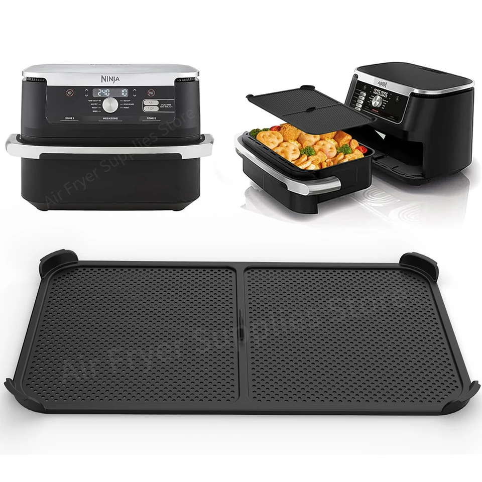 2 Paraspruzzi Per Friggitrice Ad Aria Ninja Foodi MAX Dual Zone AF400EU E AF451EU - Accessori In Acciaio Inox E Silicone, Lavabili - 2