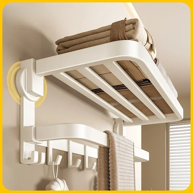 Wall-Mounted Suction Cup Drying Rack, Foldable Laundry Net, Space-Saving Balcony Organizer, Indoor/Outdoor Clothes Holder