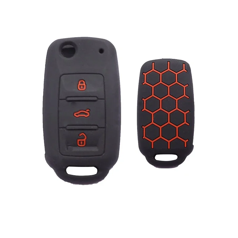 Xinyuexin 3 Buttons Silicone Car Key Case Fob for VW Passat Polo Golf Touran Bora Smart Key Shell Protector Holder key case key case cover car key shell remote control case cover