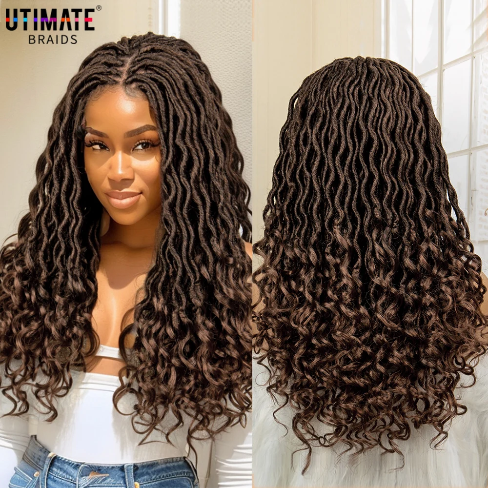 

1B/27 Color Synthetic Wavy Box Braided Wigs for Black Women with Curly Ends Lace Frontal Kontless Braiding Wig 26 Inches