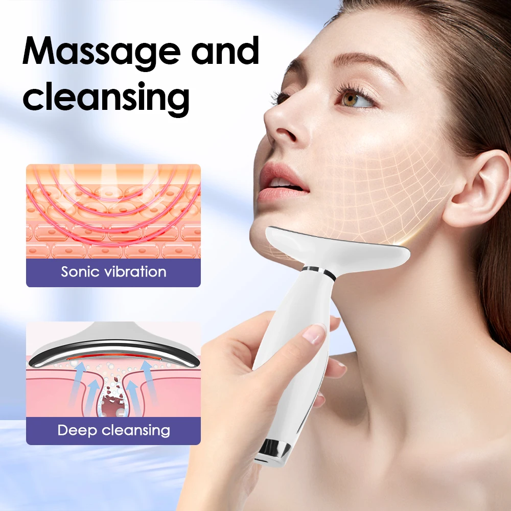 US UK Local Stock 7 Color Light Neck Face Beauty Device Skin Tightening Facial Lifting Massager Anti-Wrinkle Double Chin Reducer