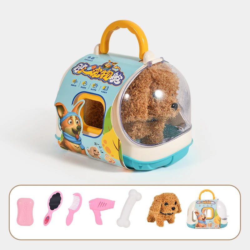 thumbnail image 1 of Juego de simulación de cuidado de mascotas para niños, juguete eléctrico de peluche para perro, gato, conejo, que camina y ladra, juguetes educativos para niñas, 1 of 5