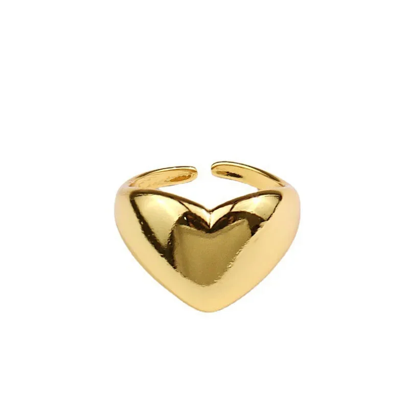 Stainless Steel Retro Love Heart Wide Glossy Ring for Women Girl Gift Jewelry stainless steel rings finger rings fashion rings fashion ring metal rings