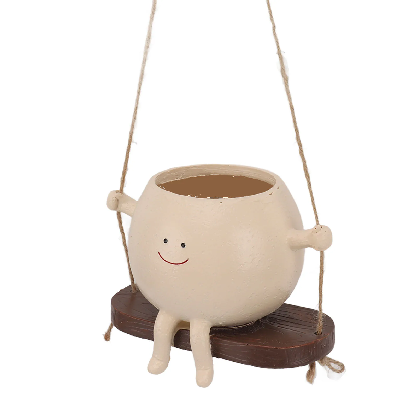 Hanging Resin Planter Pot Exquisite Lovely Unique Swing Face Flower Plant Pot with Rope Decoration for Garden Patio Balcony