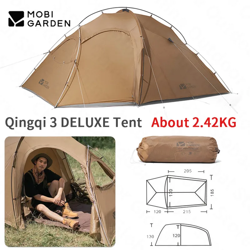 

Mobi Garden 2.4kg Ultralight Hiking Tent 2-3 Person Outdoor Camping Breathable Tent Aluminum Rod Easy To Build Qingqi 3 DELUXE