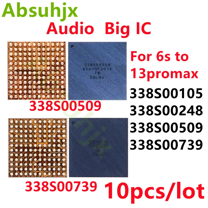 10 шт. Аудио микросхема Absuhjx 338S00105 338S00248 338S00509 338S00739 для iPhone 7 8 Plus X XS 11 12 Pro Max