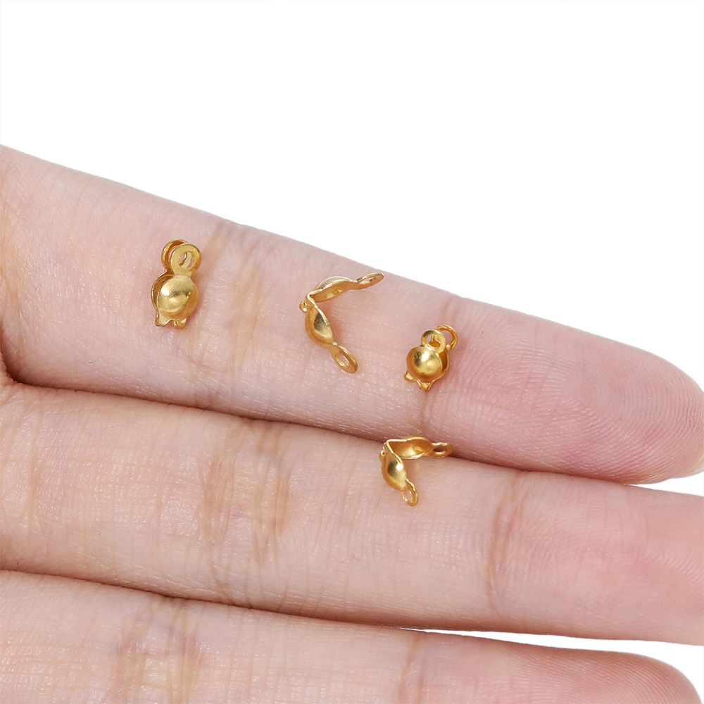 100/50Pcs 스테인레스 스틸 엔드 크림프 비즈 팁 DIY 목걸이 팔찌 구성 요소에 대 한 볼 체인 커넥터 엔드 걸쇠 피팅