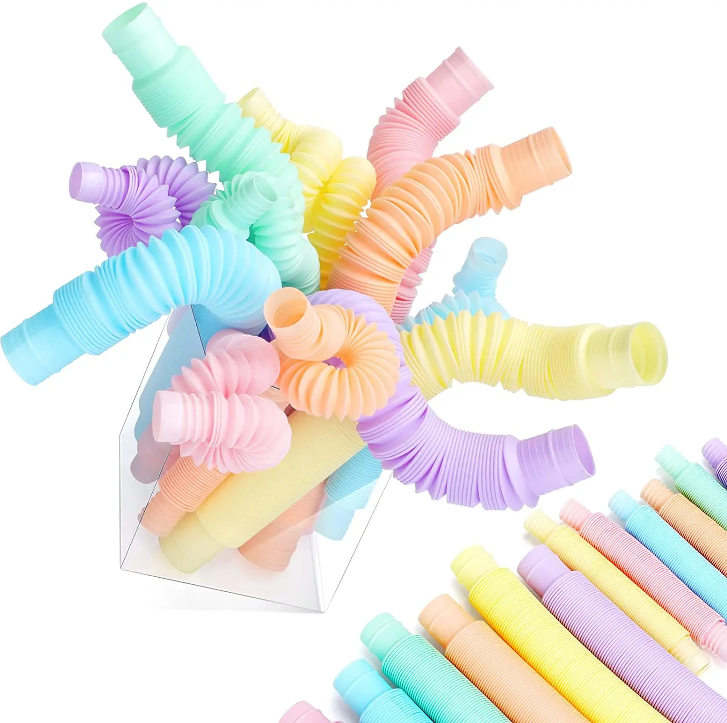 Pop Tube Sensory Fidget Toy 4 Pack 4pcs Random Colorful Heavy-Duty for Construction Educational Toys