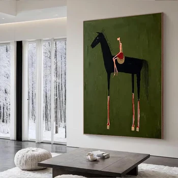 Dipinto a Olio Astratto Disegnato a Mano su Tela, Arte Murale Moderna con Figure, Texture Spessa, Decorazione per Soggiorno, Opera d'Arte 100% Originale