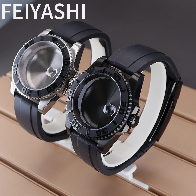 FEIYASHI 40mm Watch Stainless Steel Case Rubber Strap Parts For Seiko nh34 nh35 nh36/38 Miyota 8215 Eta 2824 Movement 28.5 Dial