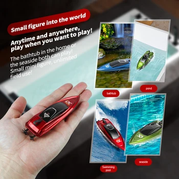 2.4GHz High Speed Mini RC Boat LED Light Waterproof Electric Remote Control Ship Children Remote Control Ship Toy Party Gift 1