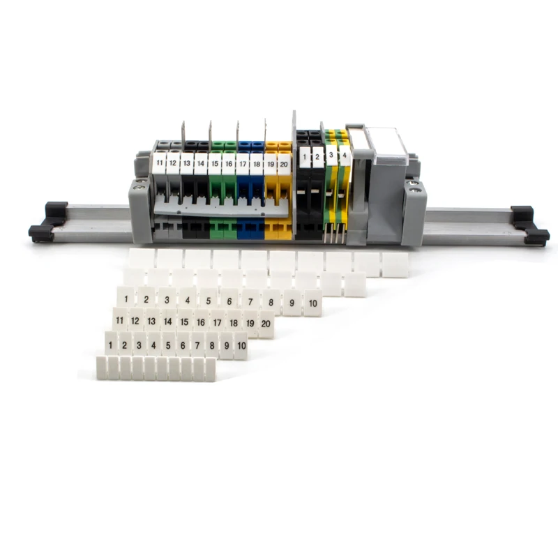 10Pcs ZB-6 Marker Strips Numbering Blank UK2.5 UK2.5B DIKD-1.5PT-4 ST-4 UKK5 DIN Rail Terminal Block ZB6 ZB 6 Wire Connectors Din Rail Terminal Block
