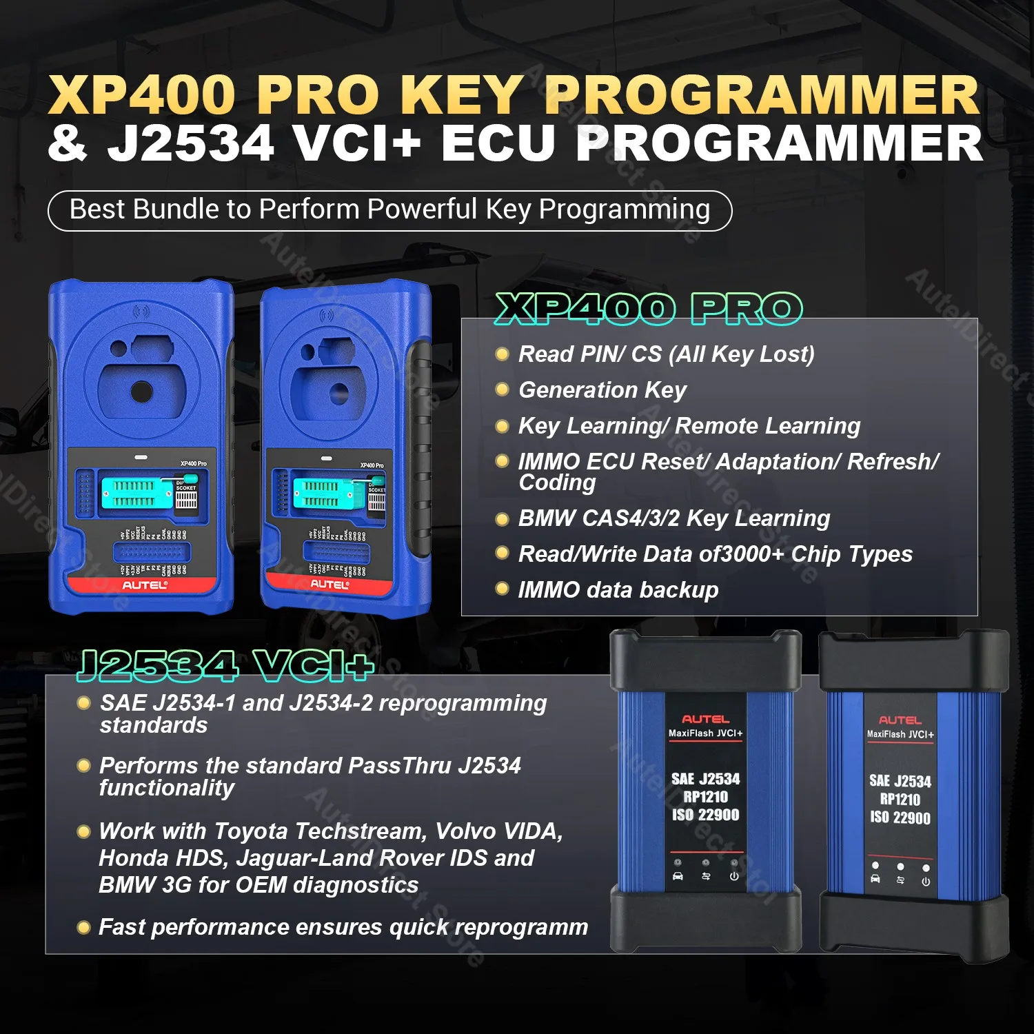 Autel IM608S II Key Programming Diagnostic Tool with XP400 Pro & J2534 VCI OE-Level All Systems Diagnosis Oil Reset/EPB/SAS/DPF