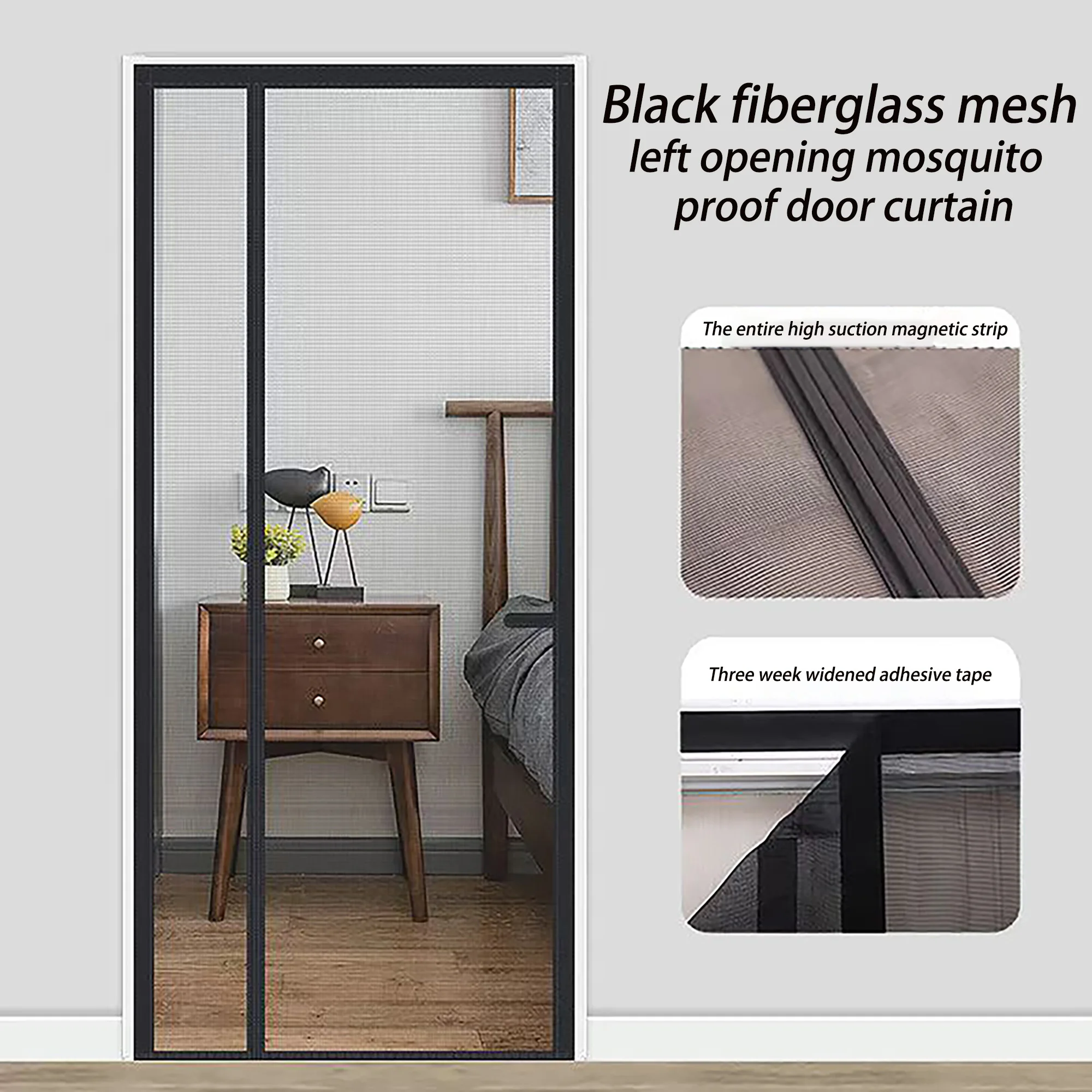 Side opening magnetic door curtain screen door non perforated mosquito proof invisible door curtain customizable Magnetic Door Curtain