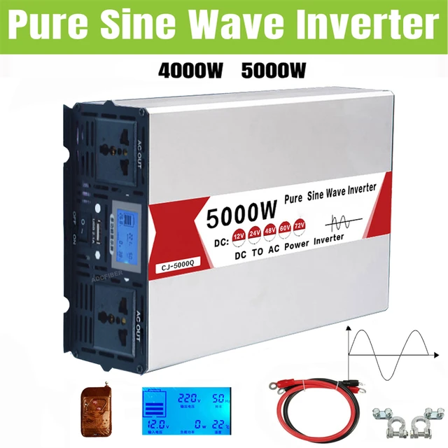 Reiner Sinus-Wechselrichter 3000 W 4000 W DC 12 V 24 V zu AC 220 V 50 Hz 60  Hz tragbarer Powerbank-Konverter Solar-Auto-Wechselrichter-Transformator -  AliExpress