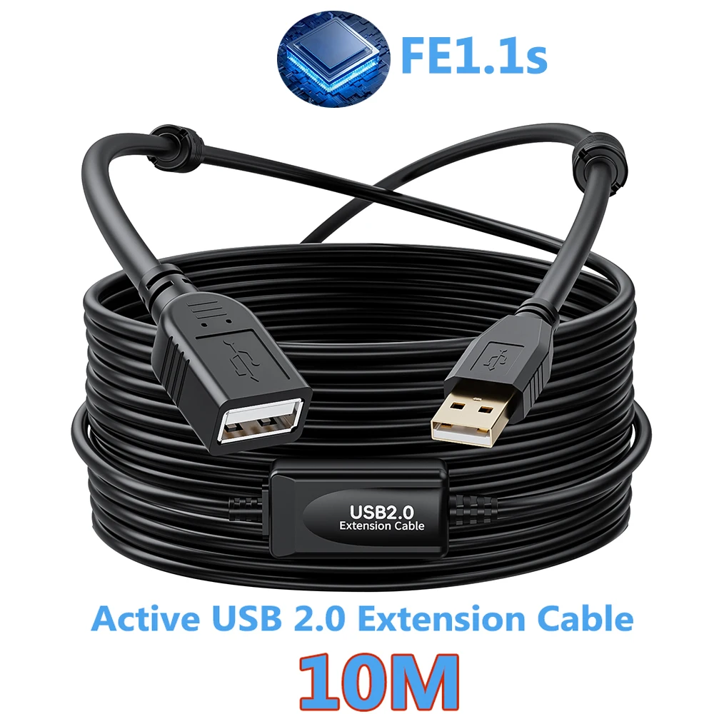 High-Speed 10M Active USB 2.0 Extension Cable with Signal Booster