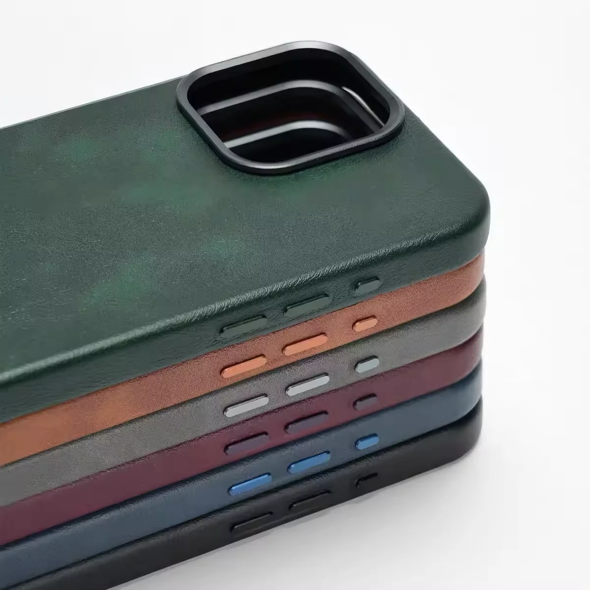 Premium Vintage Leather Magnetic Phone Case with Wireless Charging and Shockproof Back Cover