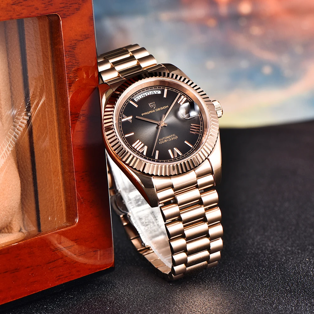 PAGANI DESIGN DD36 Rose Gold Men's Watches Mechanical Watches For Man Automatic Fashion AR Sapphire Mirror Wristwatches