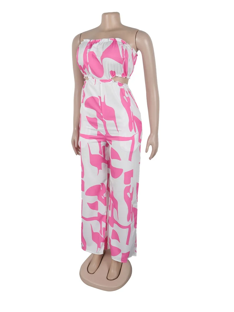 Wmstar Jumpsuit  Women Flower Printed Off Shoulder Bodysuit Hollow Out Side Summer Holiday Rompers Wholesale Dropshipping 2025