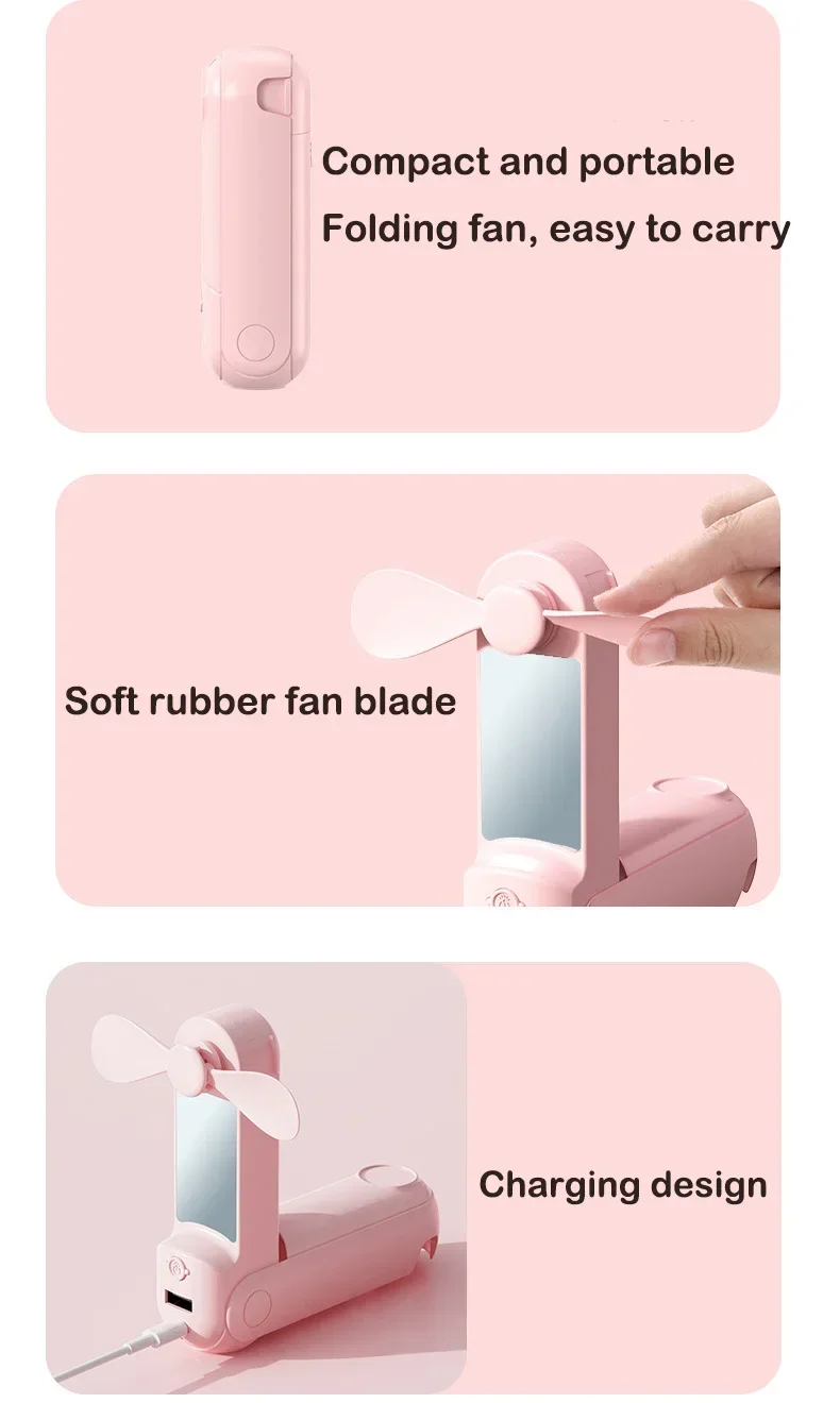 New Handheld Electric Fan USB Desktop Fan with LED Light Portable Mini Small Fan Mobile Phone Charging Bank Phone Stand Students 8 Sdd44030e209a4a64b468a502df55b071y