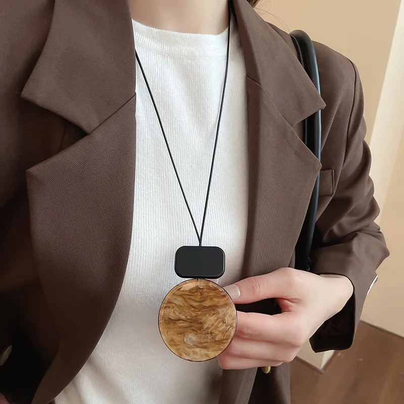 Bohemian Vintage Smuding Geometrische Anhänger Halsketten für Frauen Lange Leder Seil Pullover Kette Trendy Party Zubehör K1 – Detail 8