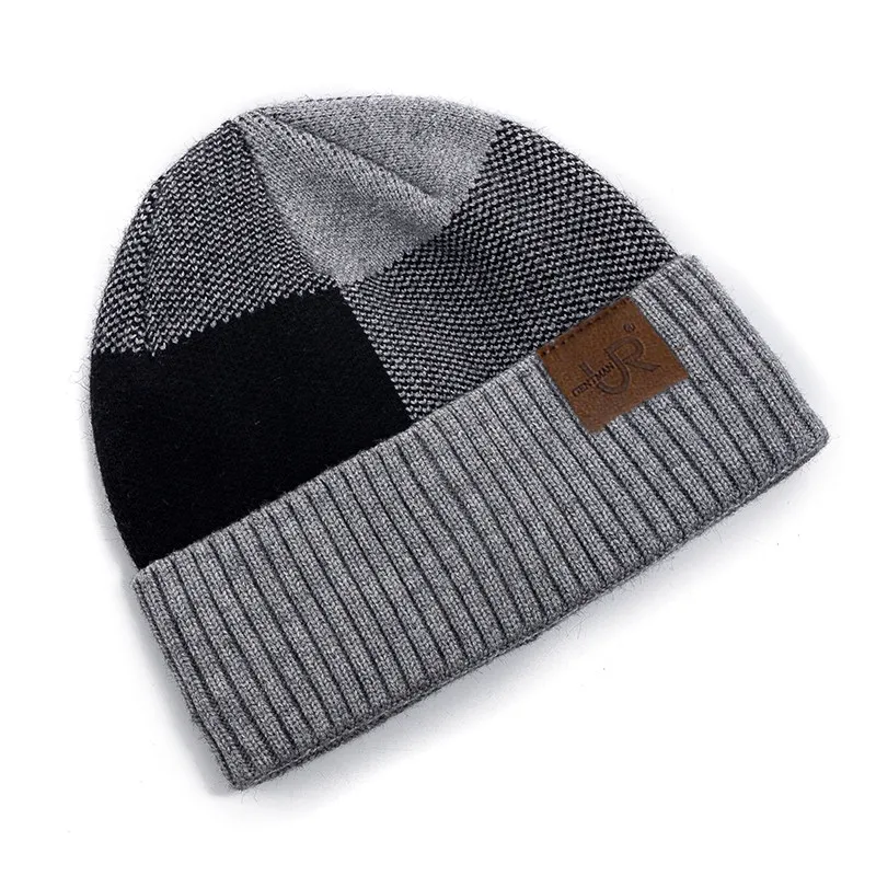 Hot Sale Unisex Winter Hat Add Fleece Warm Cap Lattice Stitching Soft Beanie Hat For Men Women Outdoor Thicken Ski Knitted Hat