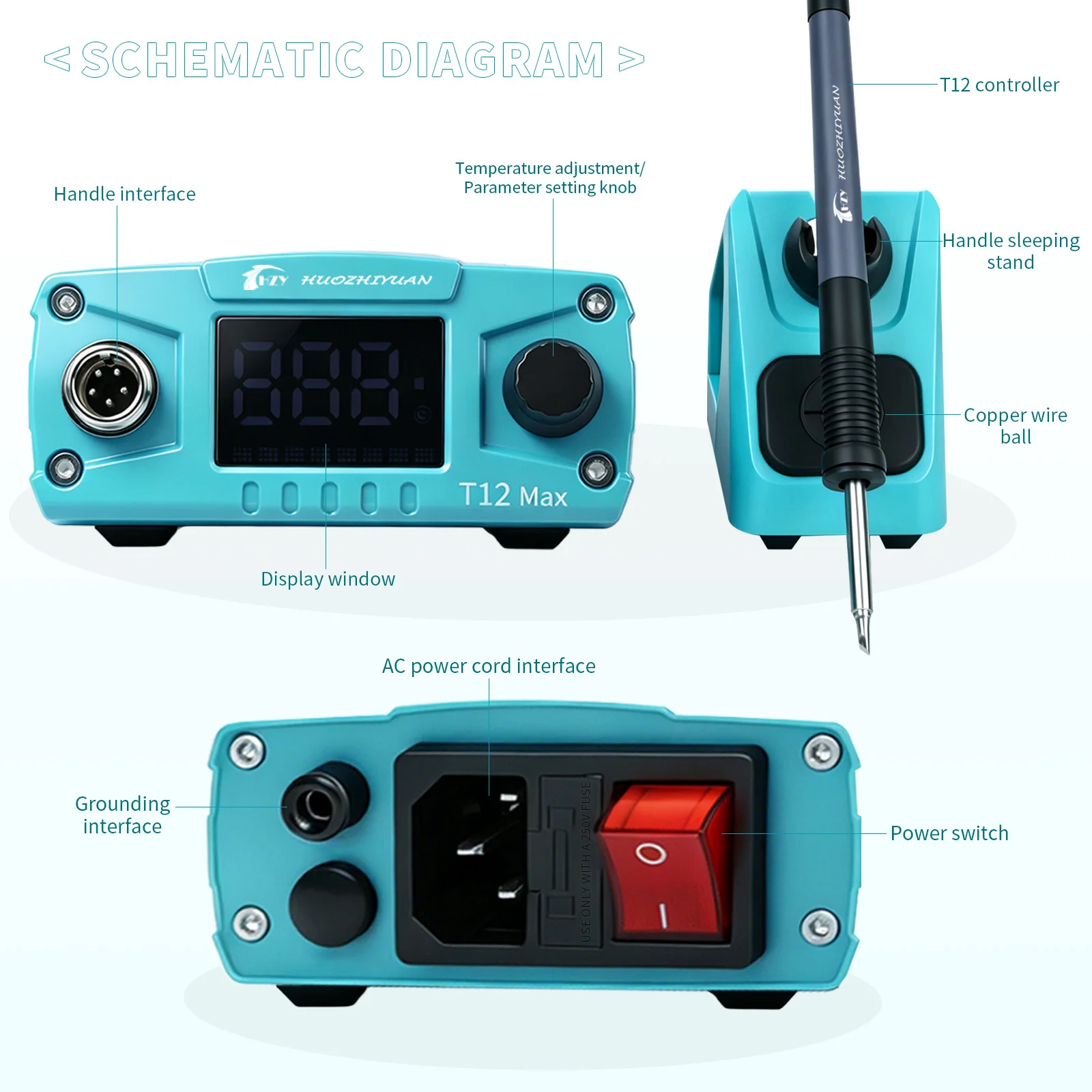 HZY T12 75W 최대 출력 납땜 스테이션, T12 팁 납땜 인두가 포함된 휴대폰 메인보드 수리용, 빠른 가열 용접 도구 키트