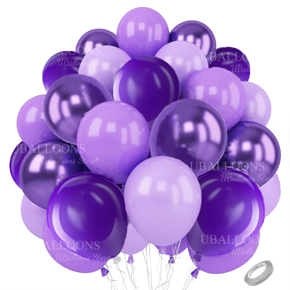 40-teiliges lila Luftballons-Set, Lavendel, Pastell, dunkles Metall, lila Luftballons für Geburtstag, Babyparty, Verlobung, Hochzeit, Party-Dekoration