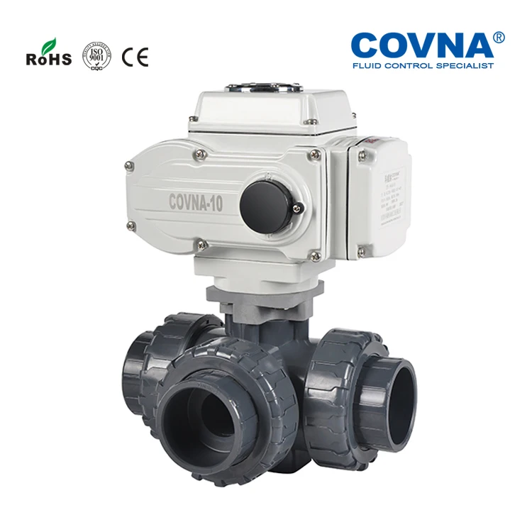 COVNA Motorized Valves 2way 3 Way 12 Volt PVC T Port L Port 2 inch electrovalvulas Electric Actuator Ball Valve