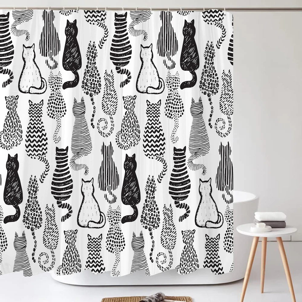 Shower Curtains Bathroom Curtain with Hooks Waterproof 180*180cm