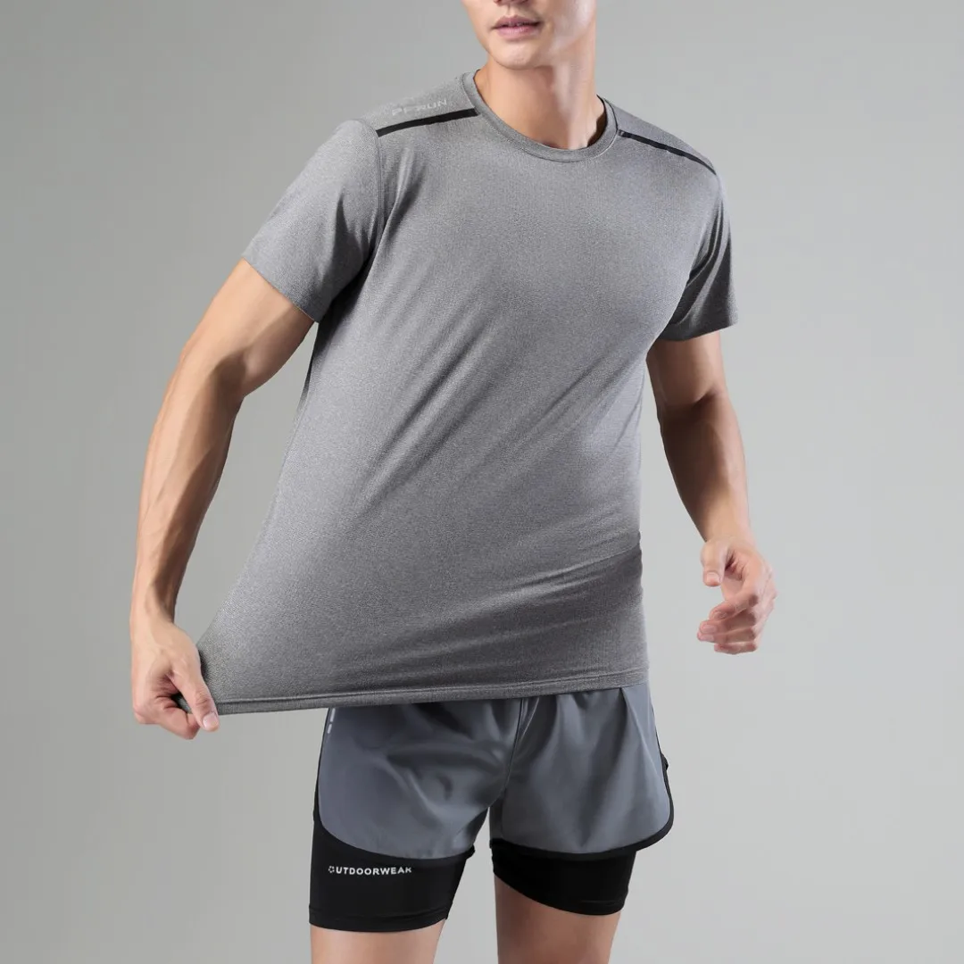 

Футболка мужская быстросохнущая, тонкая спортивная быстросохнущая одежда с коротким рукавом, охлаждение, Повседневная быстрая сушка, для фитнеса и бега, на лето