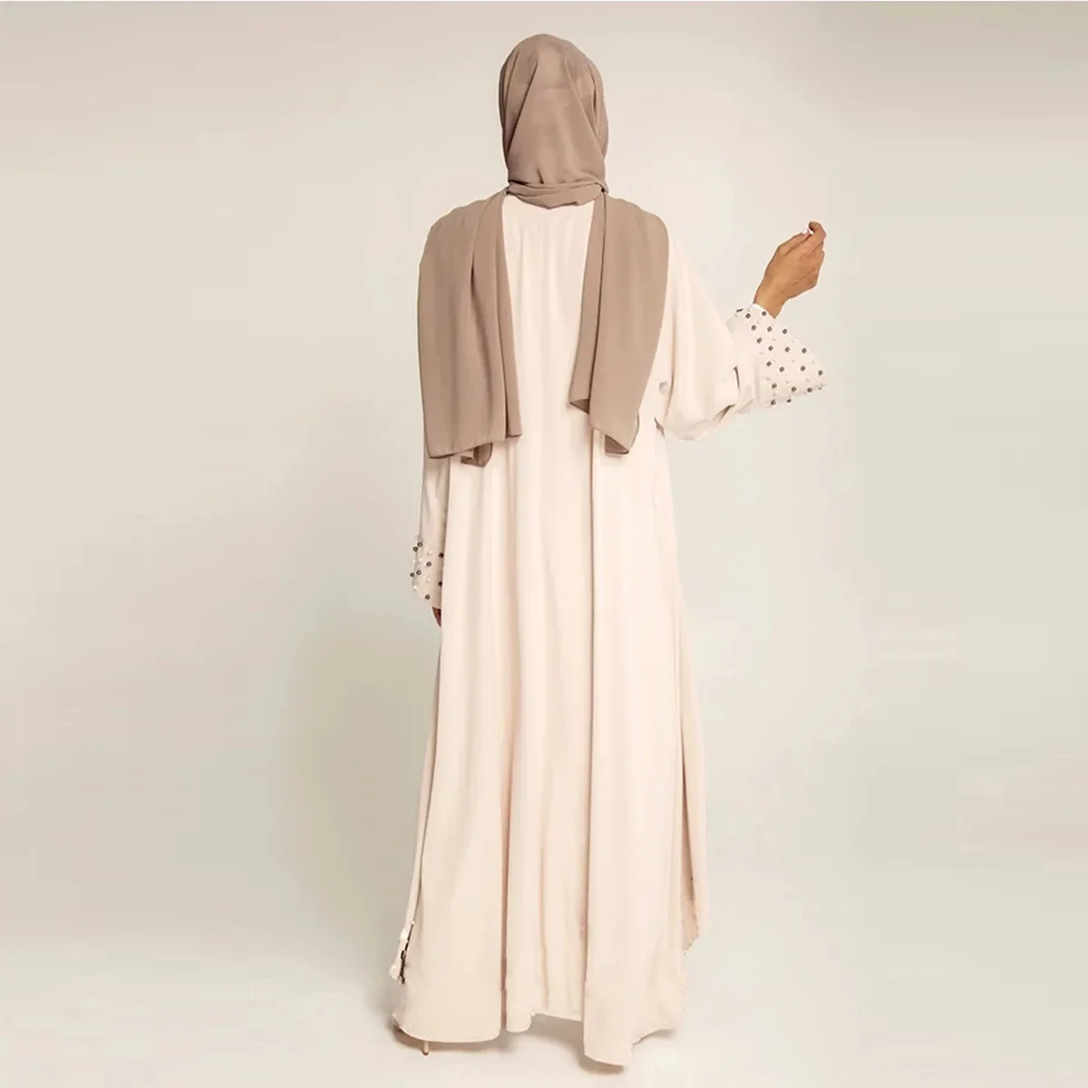 Eid Open Abaya Kimono Turkey Muslim Hijab Dress Plain Beaded Black Abayas for Women Dubai Modest Islamic Clothing Kaftan Robe
